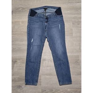 Indigo Blue‎ Women Maternity Distressed Blue Denim Jeans Size Large